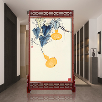 Custom new Chinese landscape solid wood screen partition entrance living room household double-sided hollow occlusion Feng shui seat screen