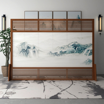 New Chinese style solid wood hollow custom screen partition living room entrance porch office block modern decorative seat screen
