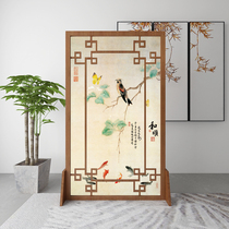 Chinese style screen partition living room entrance entrance solid wood translucent landscape hotel office solid wood custom seat screen