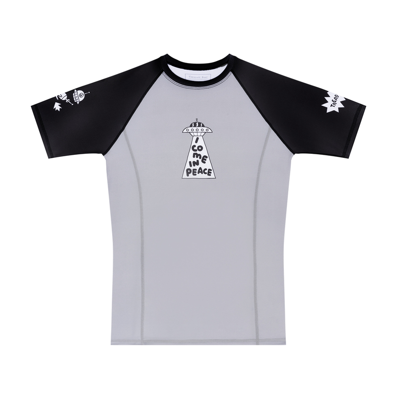 Treasure Ship Alien Color-Block Black and Gray Bjj Brazilian Jiu-Jitsu Rash Guard Rash Guard Compression Shirt Fighting Fitness Clothing