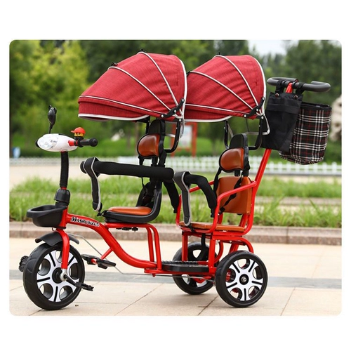 Детский велосипед тандем, трехколесный велосипед, детская большая коляска с педалями, 1-7 лет