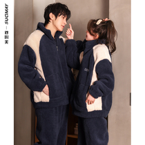 Couple pajamas mens womens winter thickened velvet coral velvet winter flannel home clothing 2022 New