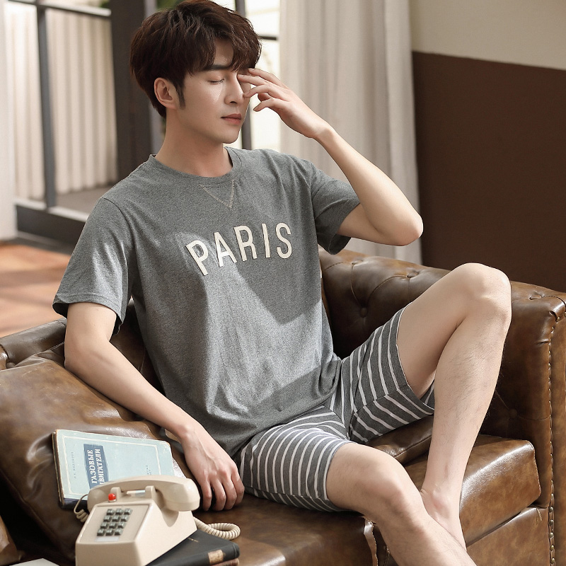 Bộ đồ ngủ mens mùa hè cotton mens ngắn tay bông mỏng cỡ lớn phù hợp với giới trẻ mùa hè nhà quần áo có thể được đeo.