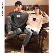 Couple pajamas spring and autumn cotton long sleeve men spring and autumn cotton couples home clothes women can wear suit