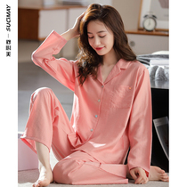Spring and Autumn Pajamas ladies hemp long sleeve spring cotton cotton silk large size home clothing set 2022 New