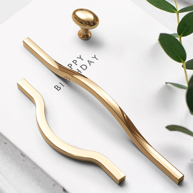 Nordic gold cabinet pull hands modern simple high-end black furniture drawer cabinet cabinet closet door handle minimal