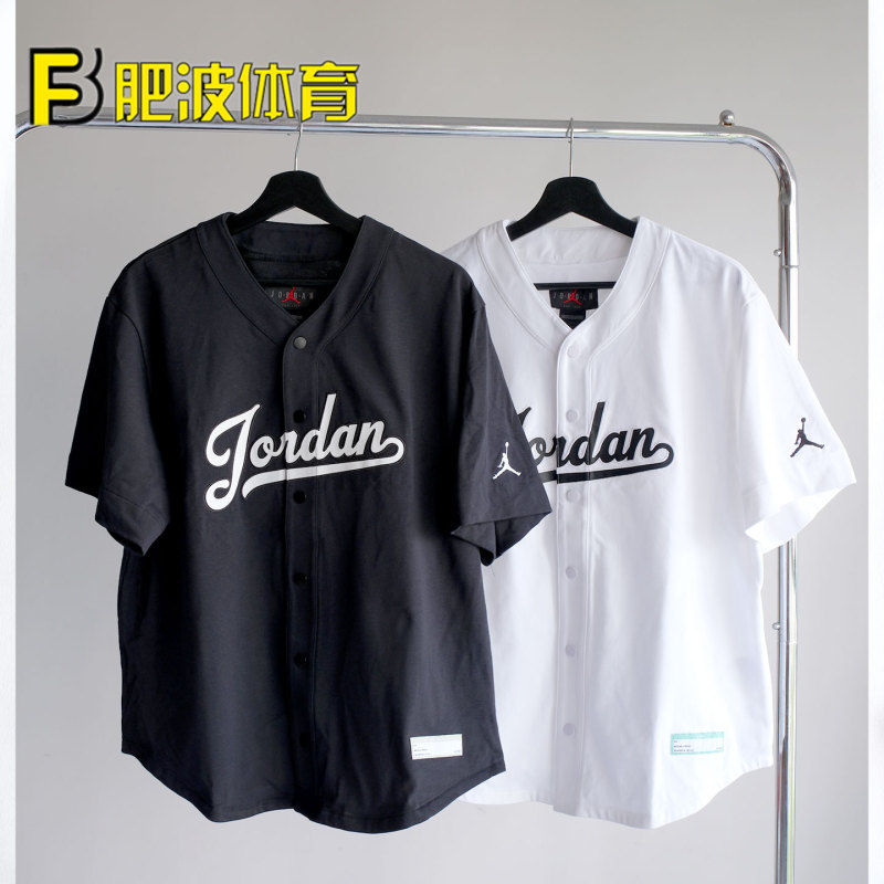 Nike Jordan Men's and Women's American-Style Loose Sports Casual Cardigan Baseball Short-Sleeved T-Shirt Fn4664-010-100 Nike Jordan Men's and Women's American-Style Loose Sports Casual Cardigan Baseball Short-Sleeved T-Shirt Fn4664-010-100