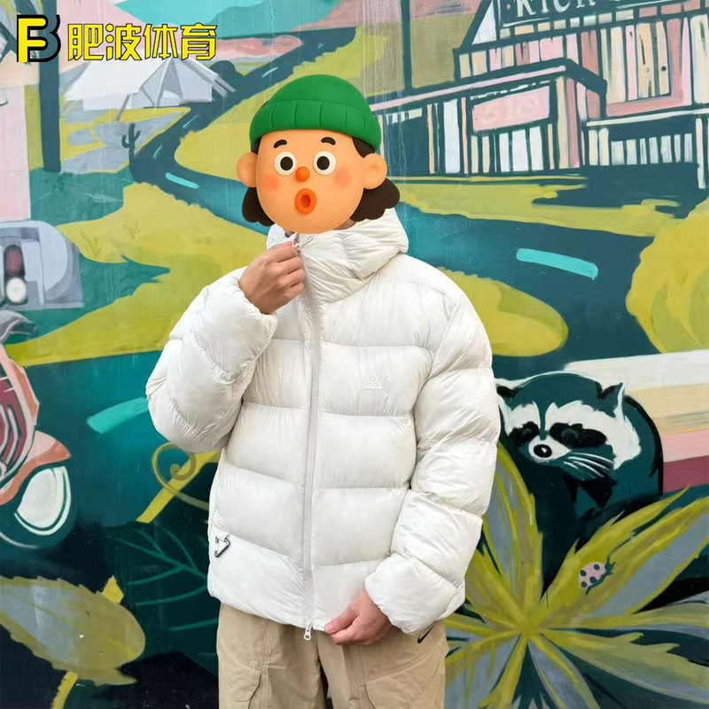 Nike Acg Logo Outdoor Functional Waterproof and Warm Stowable Casual Cotton Jacket Fv8911-104