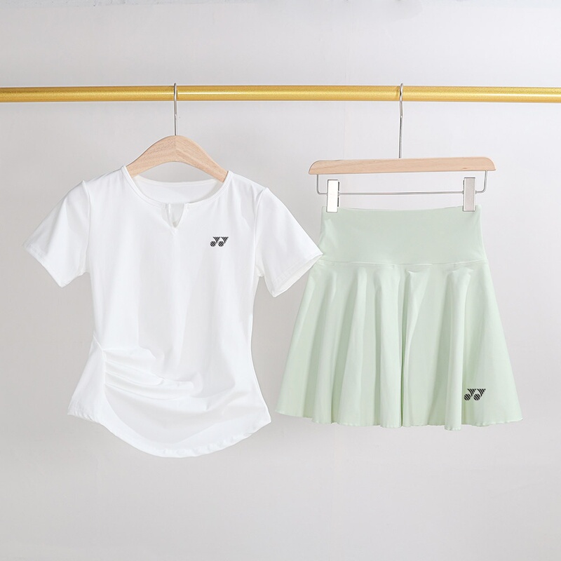 Yy Badminton Uniform Sports Suit Women's Short-Sleeved T-Shirt Top Fitness Training Suit Two-Piece Running Skirt Quick-Drying Yy Badminton Uniform Sports Suit Women's Short-Sleeved T-Shirt Top Fitness Training Suit Two-Piece Running Skirt Quick-Drying