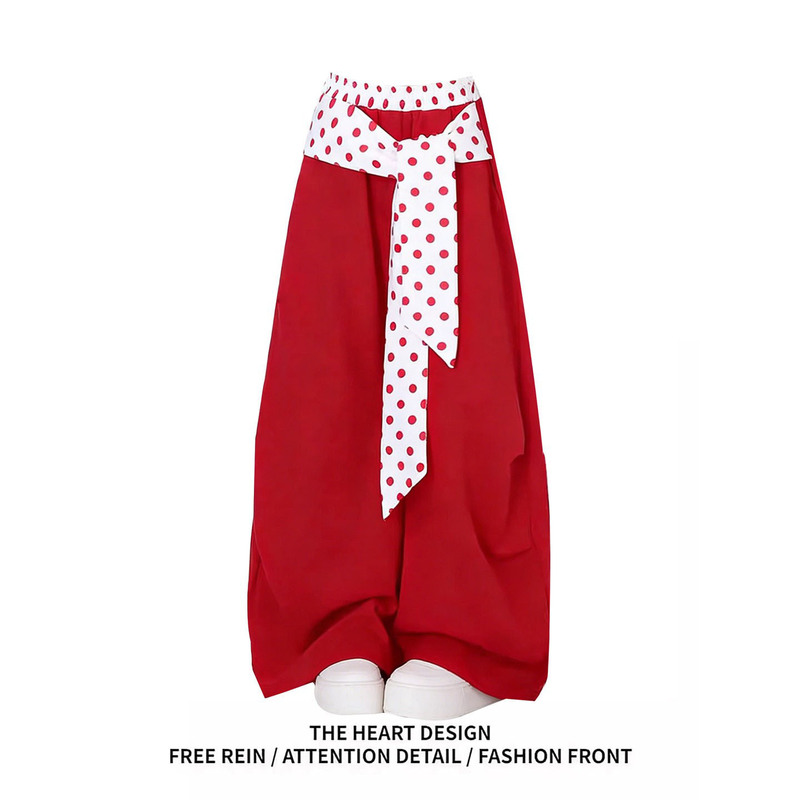 American Retro Polka Dot Street Dance Tie-Up Sports Sweatpants for Women, New Spring/Summer Loose Drape Wide-Leg Scimitar Casual Pants American Retro Polka Dot Street Dance Tie-Up Sports Sweatpants for Women, New Spring/Summer Loose Drape Wide-Leg Scimitar Casual Pants