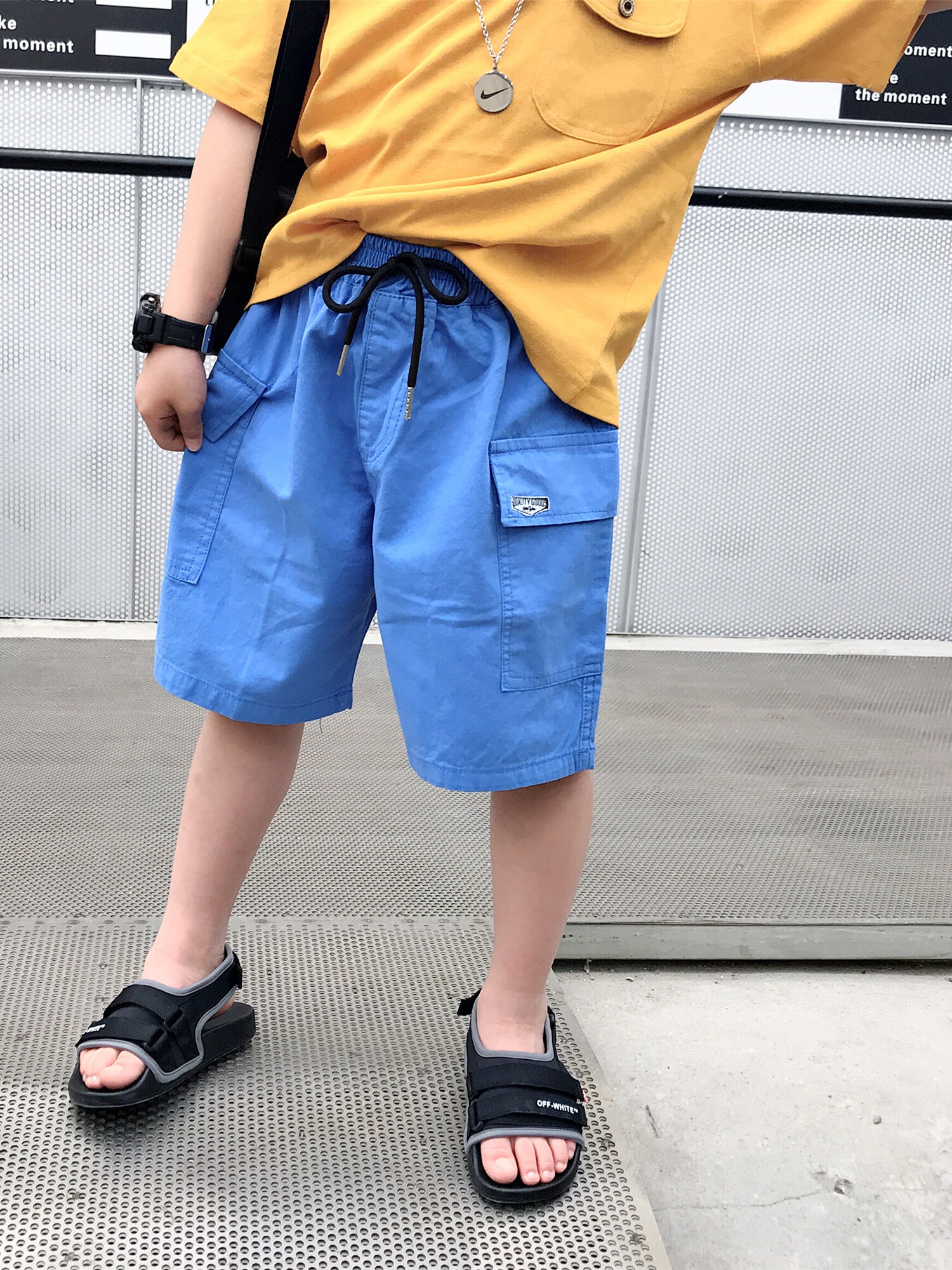 Summer new shorts Korean version children clothes children pure color pockets 50% Pants Baby Casual 50% Pants