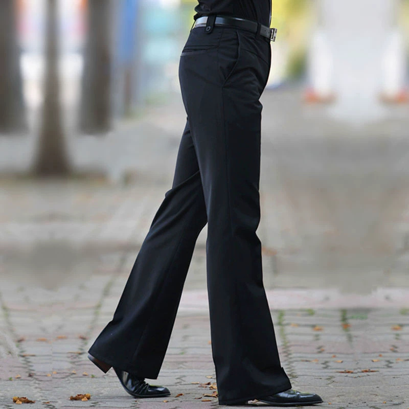 Ретро-осень эластичные расклешенные брюки, оверсайз, slim fit, свободный крой