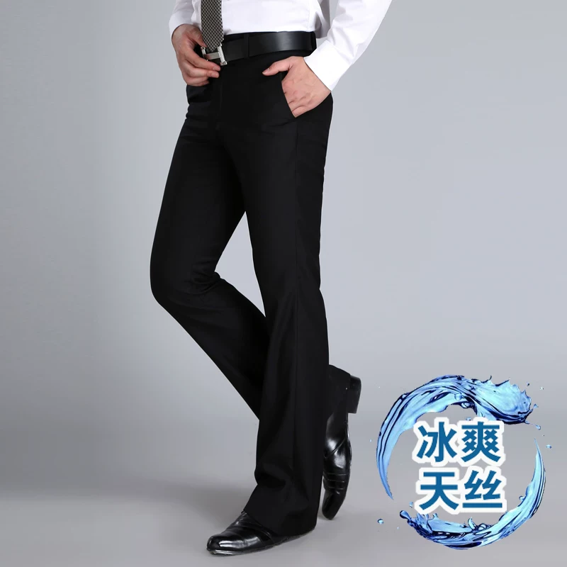 Ретро-осень эластичные расклешенные брюки, оверсайз, slim fit, свободный крой