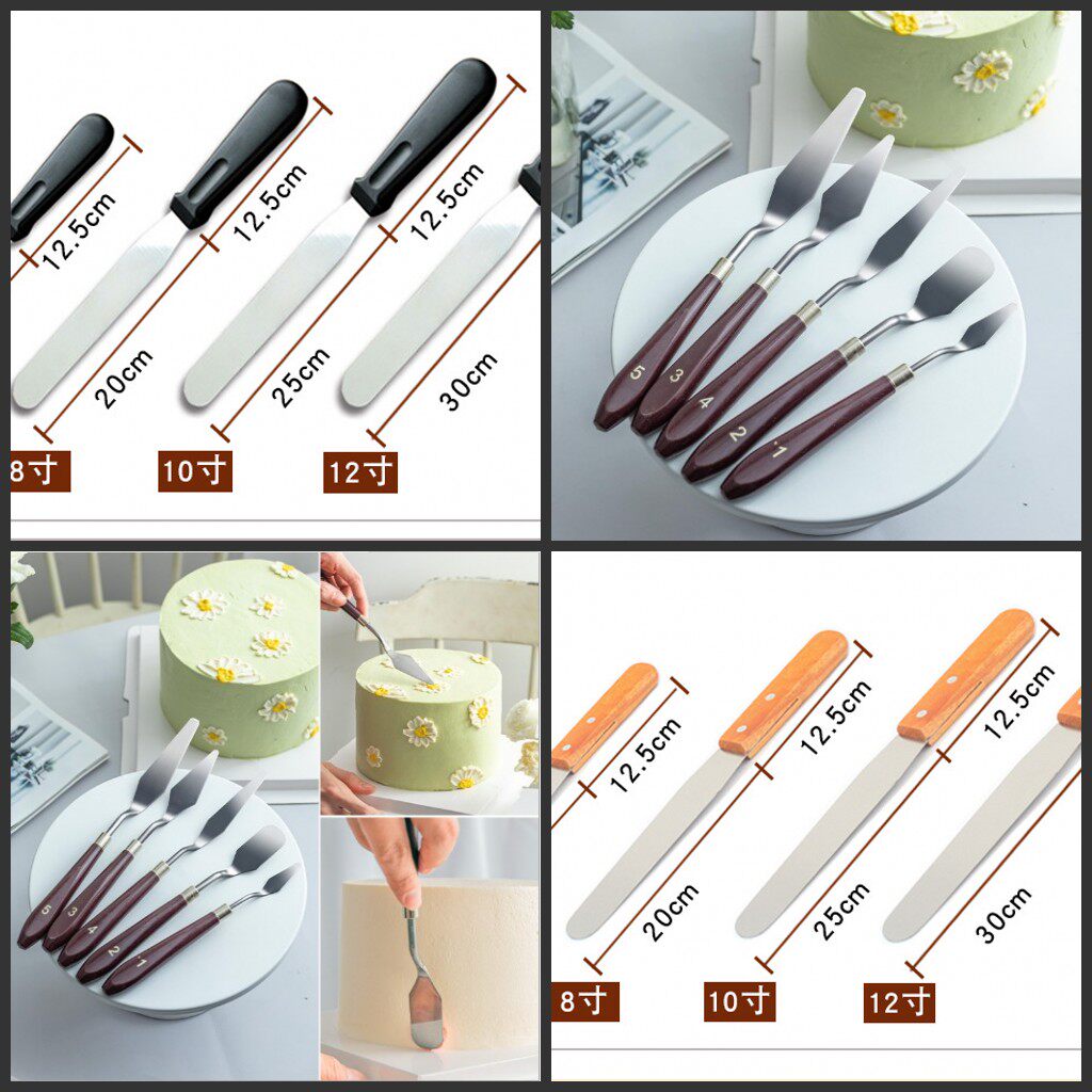 Black plastic handle 4 inch 8 inch 10 inch cake wiggle straight kiss knife bending knife framed knife 5 pieces