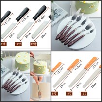 Black plastic handle 4-inch 8 inch 10 inch Cake Smear Straight Kiss Knife Bending Smear Knife Framed Knife Sculpted Knife 5 Pieces