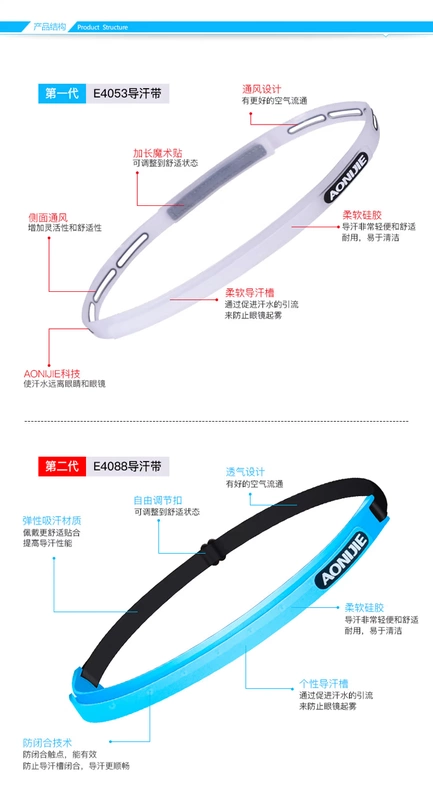 Onyjie hướng dẫn thế hệ thứ hai vành đai mồ hôi nam và nữ thể thao headband silicone wicking vành đai cưỡi ngoài trời chạy thể dục - Kerchief / Earflap