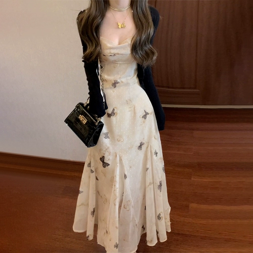 Небольшая дизайнерская элитная изысканная летняя весенняя длинная юбка, французский стиль, цветочный принт, подходит для подростков, городской стиль