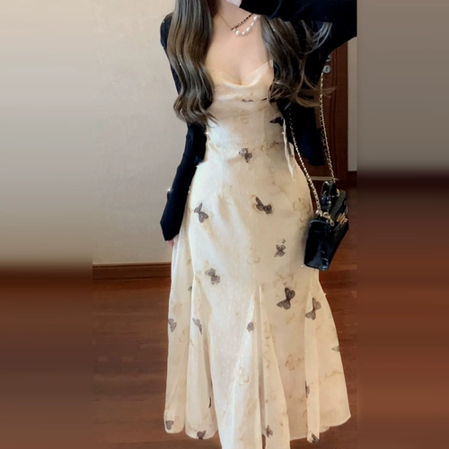 Небольшая дизайнерская элитная изысканная летняя весенняя длинная юбка, французский стиль, цветочный принт, подходит для подростков, городской стиль