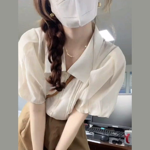 Летняя сексуальная рубашка, рукава фонарики, короткий рукав, французский стиль