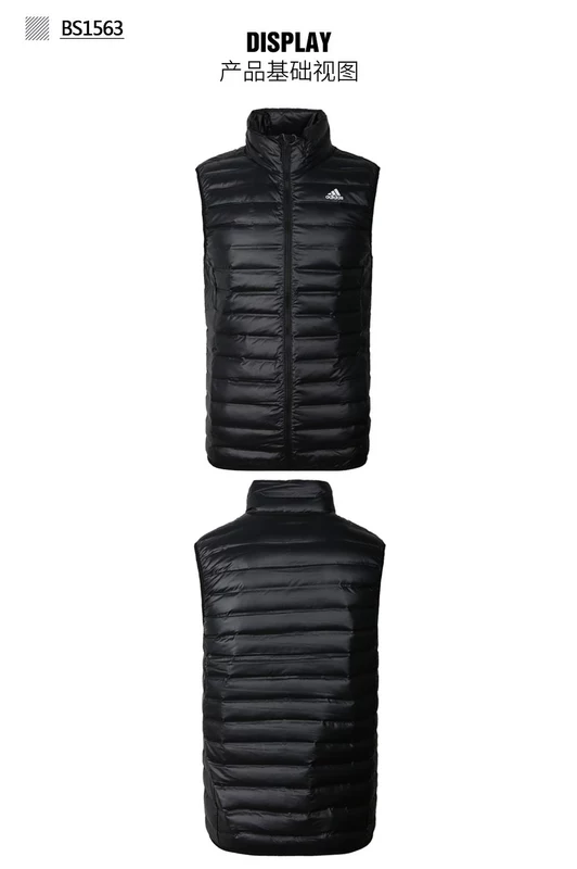 Adidas nam 2018 mùa đông mới thể thao ấm áp và chống gió cổ áo xuống áo vest vest BS1563