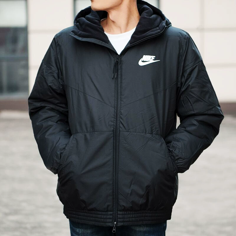 Nike nam 2018 mùa đông mới áo khoác ấm áp áo khoác thể thao trùm đầu cotton 928862-010