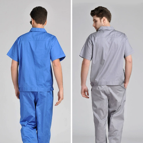 Хлопковые летние тонкие нарукавники для работы, комплект, синяя износостойкая униформа медсестры, короткий рукав