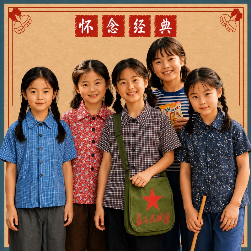 80S Children's Nostalgic Clothing 70S Rural Clothes 70S and 80S Short-Sleeved Suits 60S Youth Performance Costumes for Women 80S Children's Nostalgic Clothing 70S Rural Clothes 70S and 80S Short-Sleeved Suits 60S Youth Performance Costumes for Women