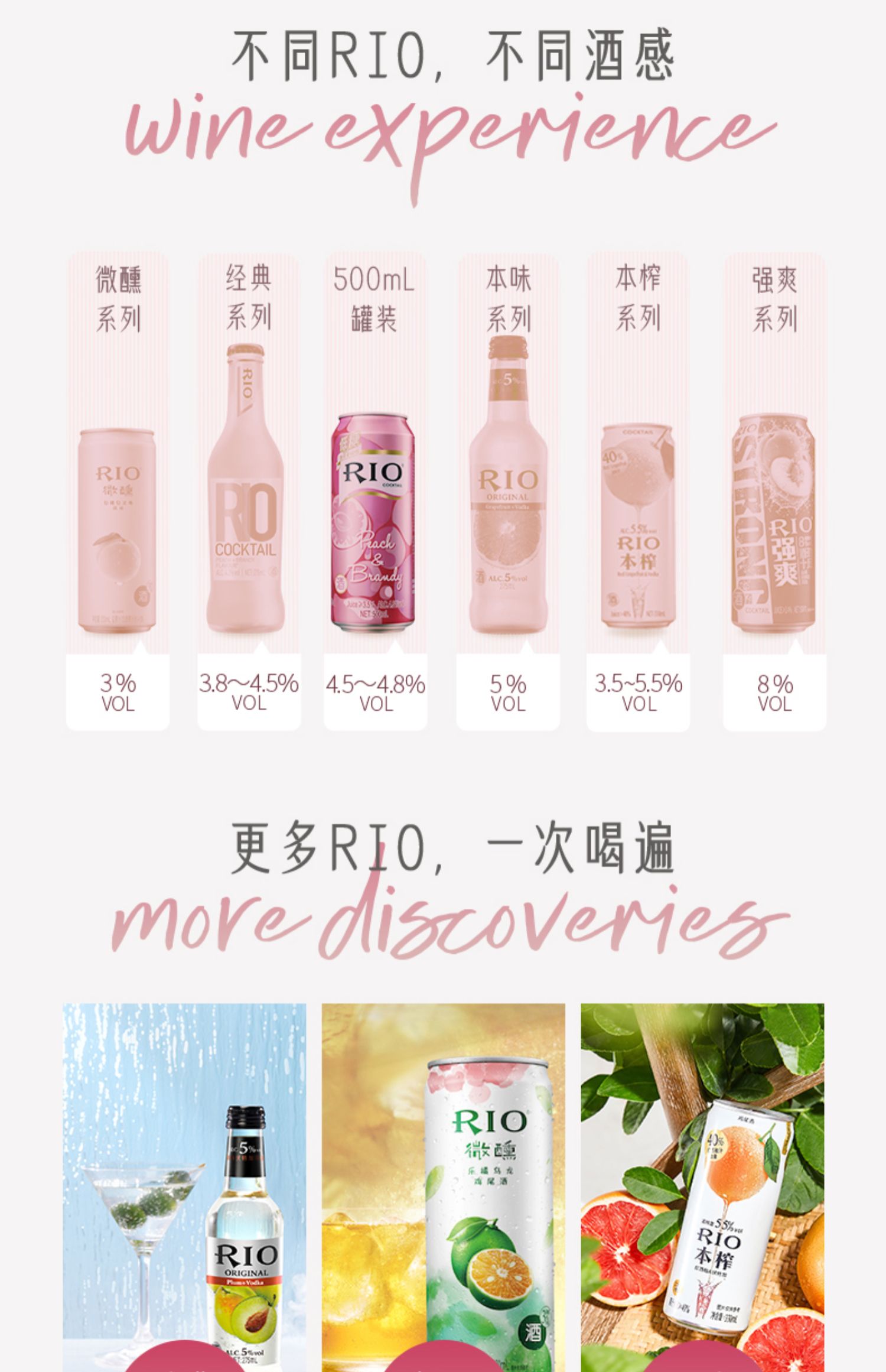 RIO锐澳预调鸡尾酒轻享低糖500ml*8