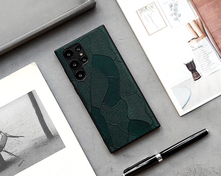 Zen Pattern Genuine Leather Stylish Slim Fit S21, S21 Plus, S21 Ultra, S20, S20 Plus, S20 Ultra, S22, S22 Plus, S22 Ultra