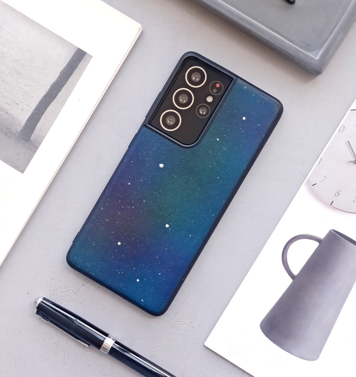 Starry Sky Space Pattern Genuine Leather High End Premium S23, S23 Plus, S23 Ultra, S22, S22 Plus, S22 Ultra, S21, S21 Plus
