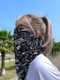 Sunscreen hood for men, motorcycle summer riding scarf, black windproof ear-hanging ice silk motorcycle mouth and face mask for women