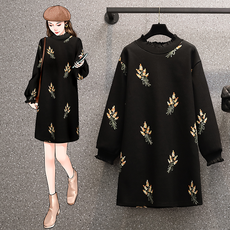 Pregnant Woman Autumn Dress Ocean Dress 2022 Autumn Winter New Big Size Loot Fashion Foreign Pie Fur Skirt Children