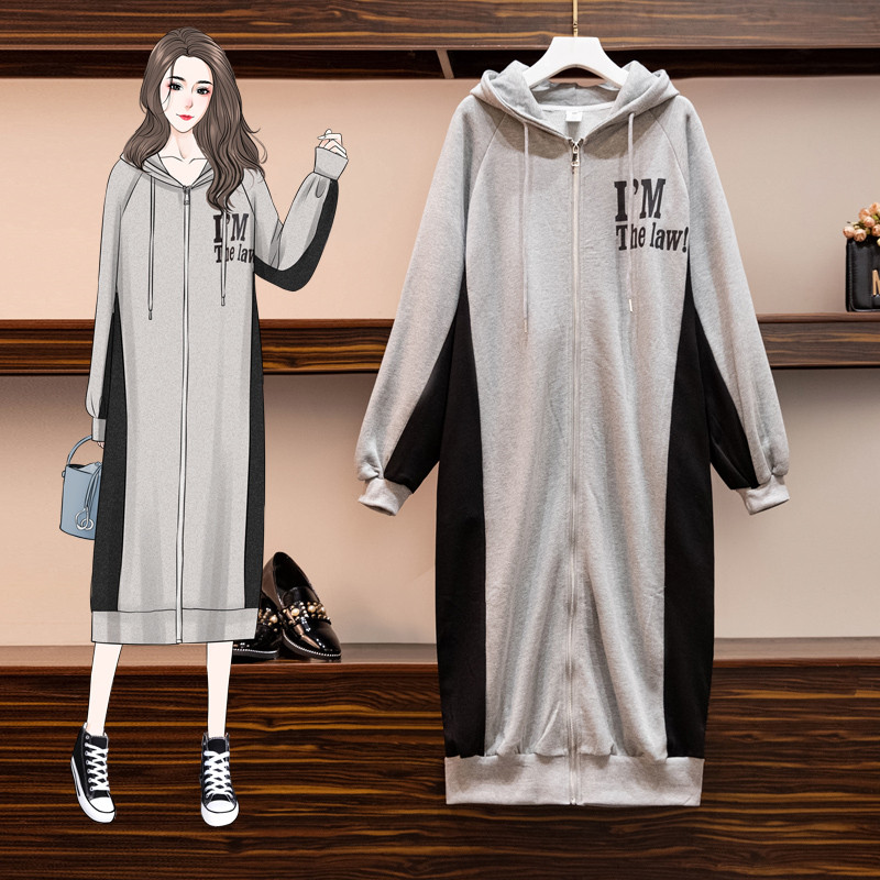 Pregnancy Woman Dress Autumn Winter Style Fashion style Tidal Moms Winter Great Size Loose long version over kneecap thickened thick cotton T Ocean dress