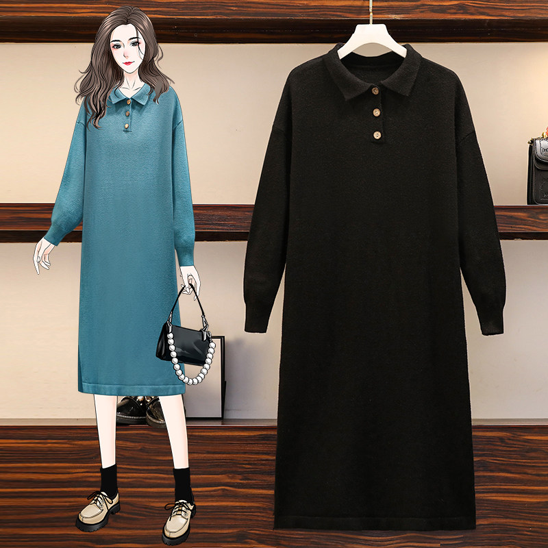 Maternity wear Autumn and winter dresses Trendy mom fashion Western style age-reducing high-end winter mid-length knitted sweater dress
