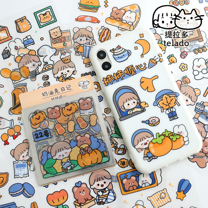 Hands Account Stickers Cream Rabbit removable No Mark Waterproof Sticker Decoration Small Patterns Ins Wind Girl Hearts Cute Korea Hands Account Material Day Remember This Tablet Safety Helmet Mobile Phone Water Cup Diy Sticker