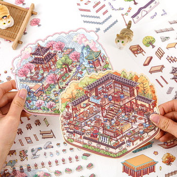 Chinese style landscape sticker cat cat cat victorious series