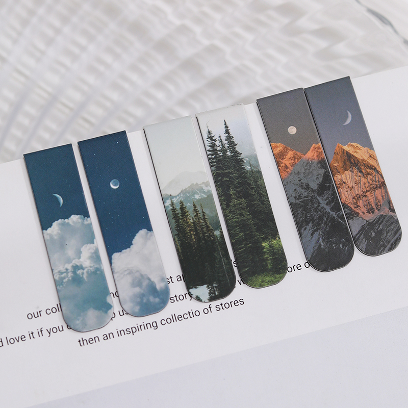 Magnetic Bookmark Hazy Fantasy Series Creative Magnet Bookmarking Students With Book Clips Ins Scenery Cloud Minimalist Art Retro Nordic Wind Bifacial Gift Book Page Clip Fridge With Stickers Sticker-Taobao