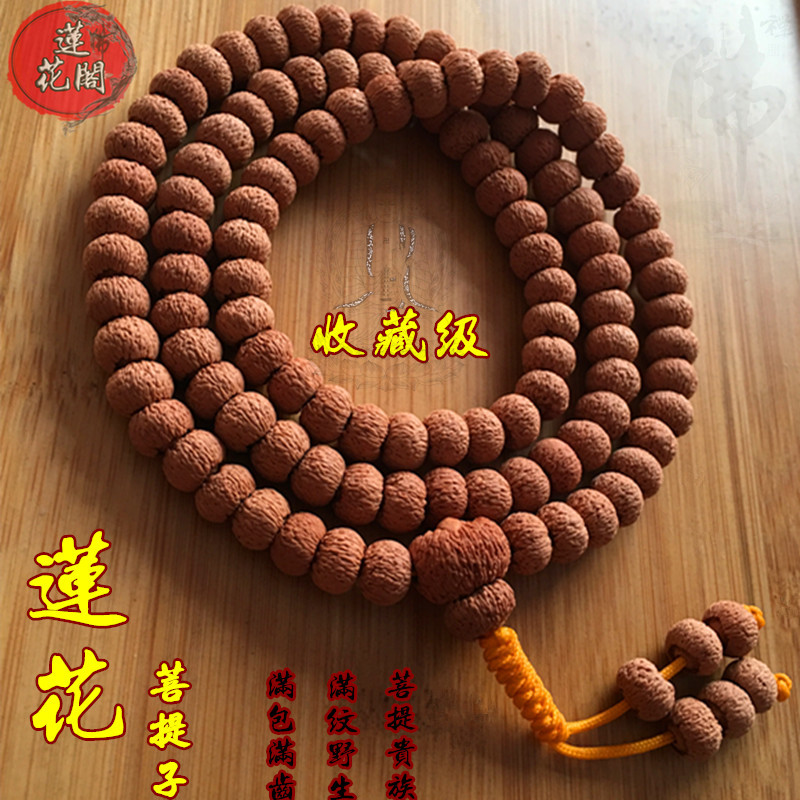 Wildly Grown, Densely Toothed, Supreme Collector-Grade Apple-Shaped Round Disc Lotus Bodhi Seed 108-Bead Buddhist Prayer Beads Bracelet Long String Wildly Grown, Densely Toothed, Supreme Collector-Grade Apple-Shaped Round Disc Lotus Bodhi Seed 108-Bead Buddhist Prayer Beads Bracelet Long String