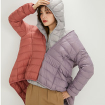 Thin down jacket womens 2023 autumn and winter new short 90 white duck down hooded slim slim casual jacket