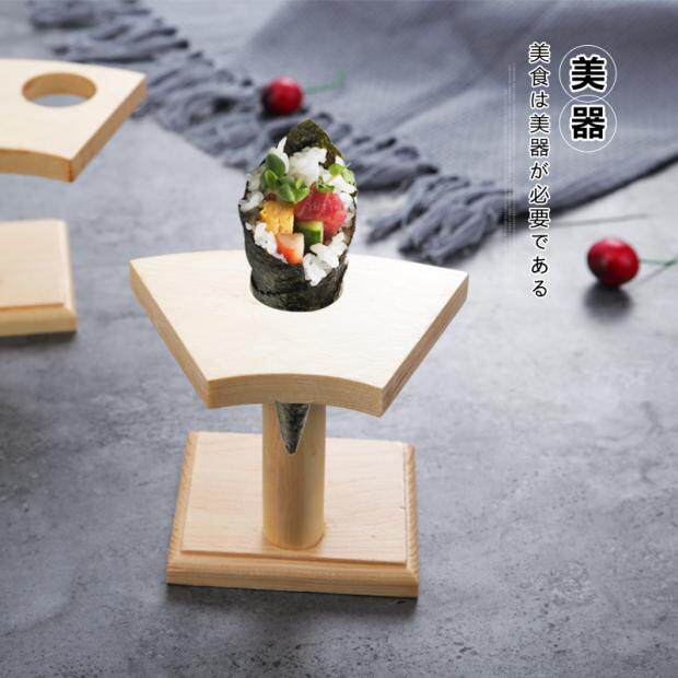 Bamboo hand roll rack plate decoration cooking Japanese and Korean sashimi bamboo wooden sushi rack creative ice cream rack props full of five packs