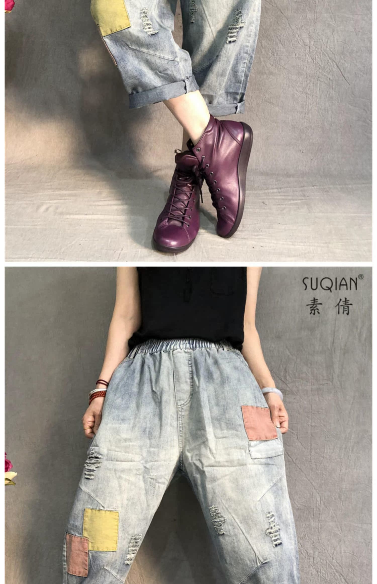 2019 phụ nữ mới mùa hè lỏng lẻo quần thẳng phiên bản Hàn Quốc của quần jeans lỗ thủng retro - Quần jean quần jean lửng nữ