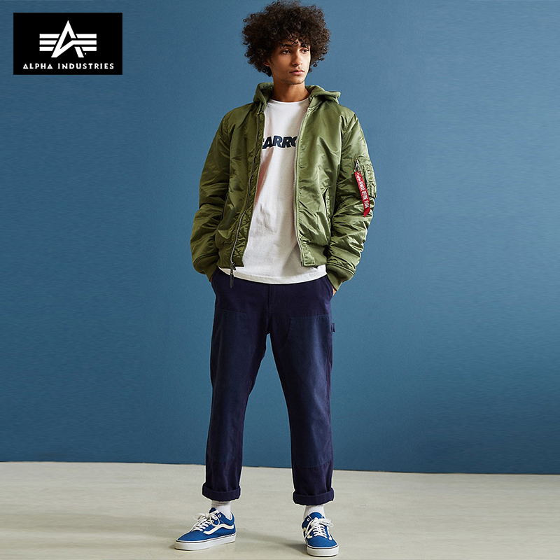 Alpha Industrial Flight Jacket Alpha Sweatshirt Hooded Industries Jacket Ma1 Pilot Jacket for Men