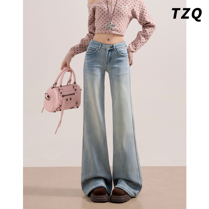 Trendy Light-Colored Flared Jeans for Women, 2026 Summer New Style, Slimming, Versatile, Low-Waisted Bell-Bottom Pants for Petite Figures