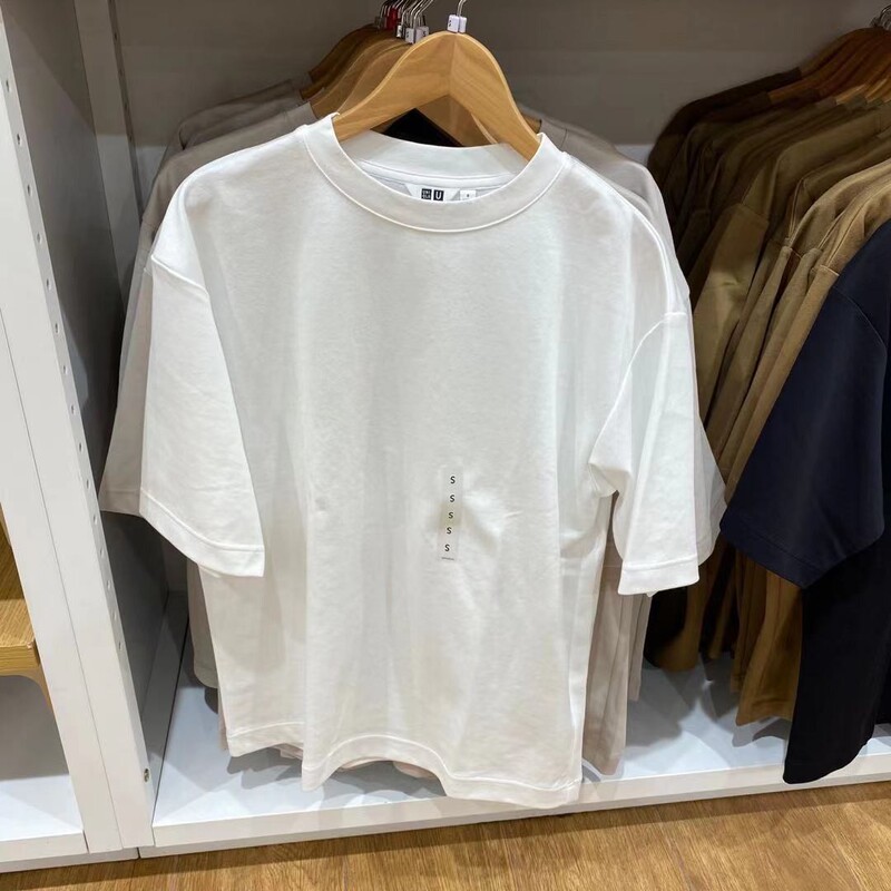 Uniqlo Cool t U Men'S/Women's 482295Airism Loose Round Neck T-Shirt with Five-Quarter Sleeves