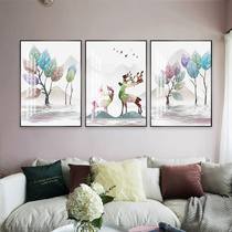 Light luxury simple modern fashion living room decorative painting triple Crystal porcelain painting sofa background wall Nordic restaurant hanging painting