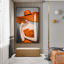 Decoration Painting Vertical Version Hung Painting Veranda End Wall Mural Crystal Porcelain Painting Genguan Aisle Nordic Figure Fashion Creativity