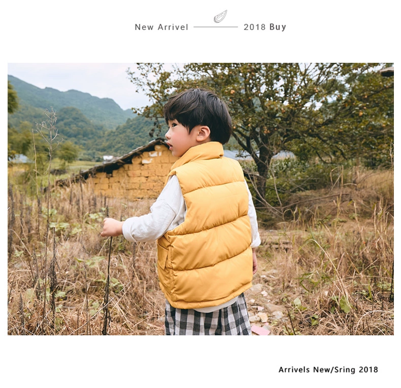 Mùa thu đông trẻ em mới xuống áo cotton bé trai và bé gái áo ấm cotton cho bé mặc đứng cổ áo vest chống mùa