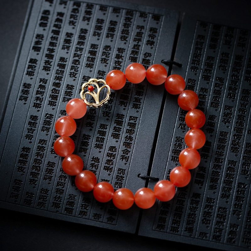 Vermilion Cherry Natural Southern Red Cherry Red Jelly Material Silver Gilt Sterling Silver Orchid Grass Southern Red Bracelet