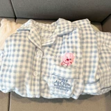 Синяя цветная осенняя демисезонная пижама, коралловый бархатный милый комплект, женский стиль, увеличенная толщина