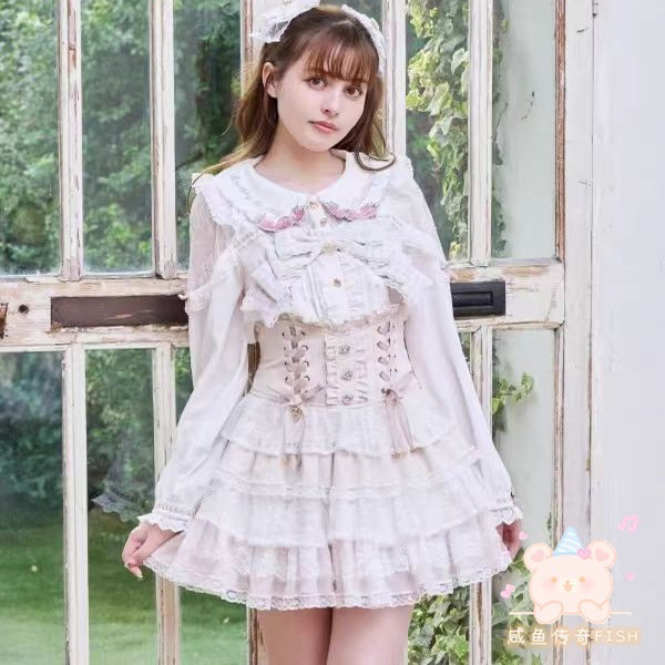 Salted Fish Legend Liz Original New 2025 Mass-Produced Lolita Strawberry Embroidery Cute and Sweet Long-Sleeved Shirt